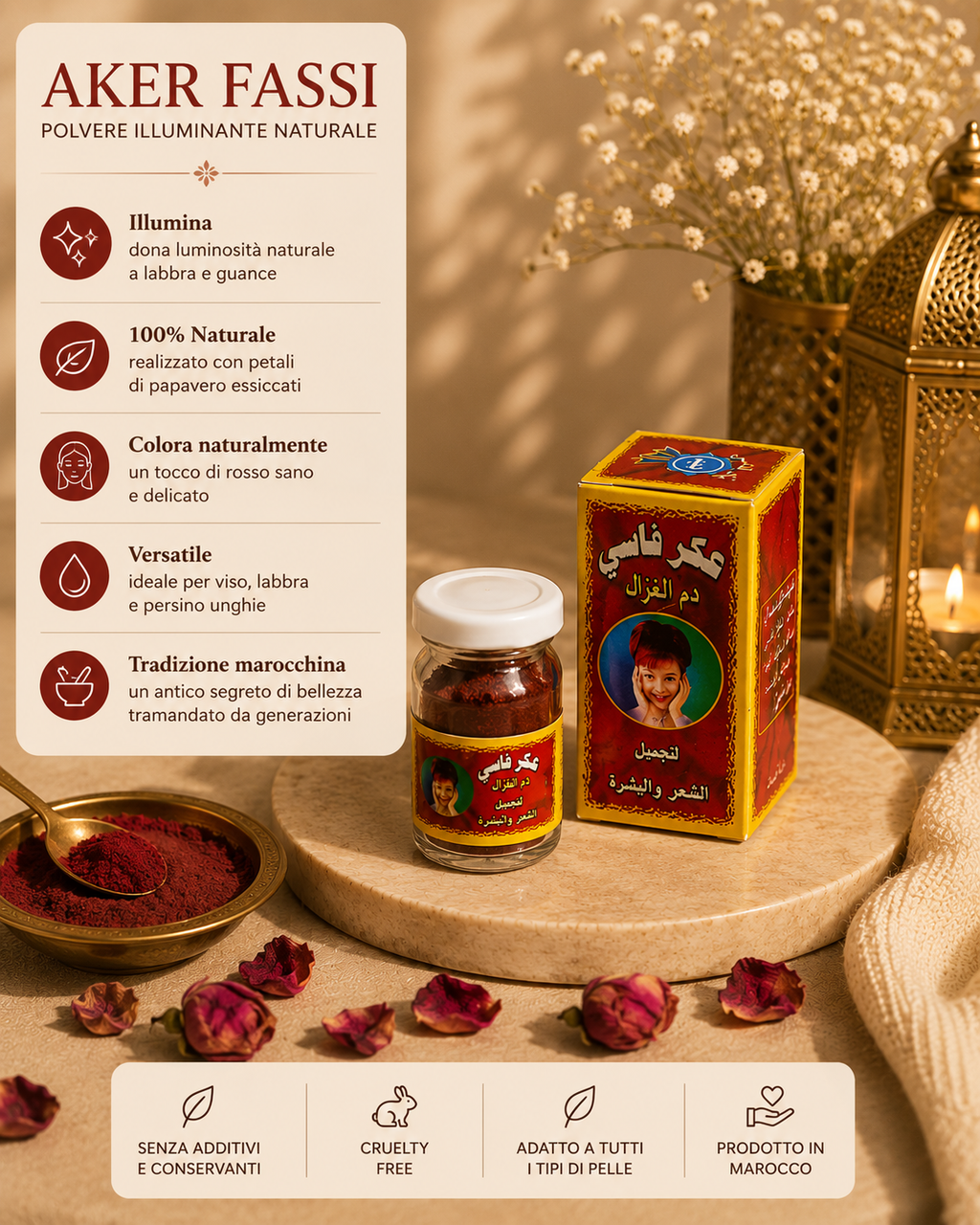 Aker Fassi in Polvere – Pigmento Naturale Labbra, Viso e Capelli