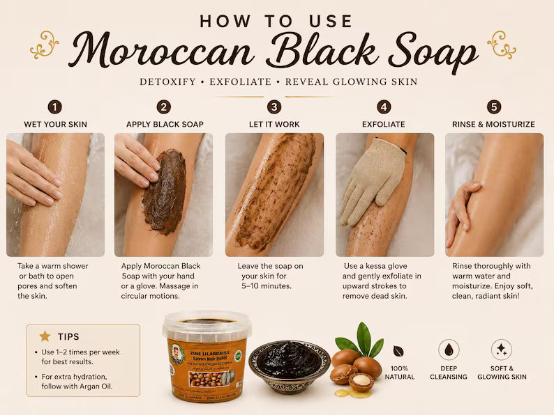 Sapone nero Marocchino, Rose - Aker Fassi - Argan , Sapone hammam esfoliante
